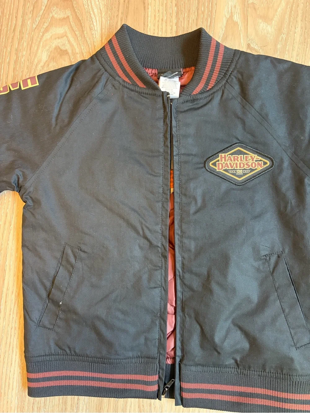 NWT Harley Davidson 4T 5T Bomber Jacket 120th Anniversary *FLAWED SLEEVE* Kids